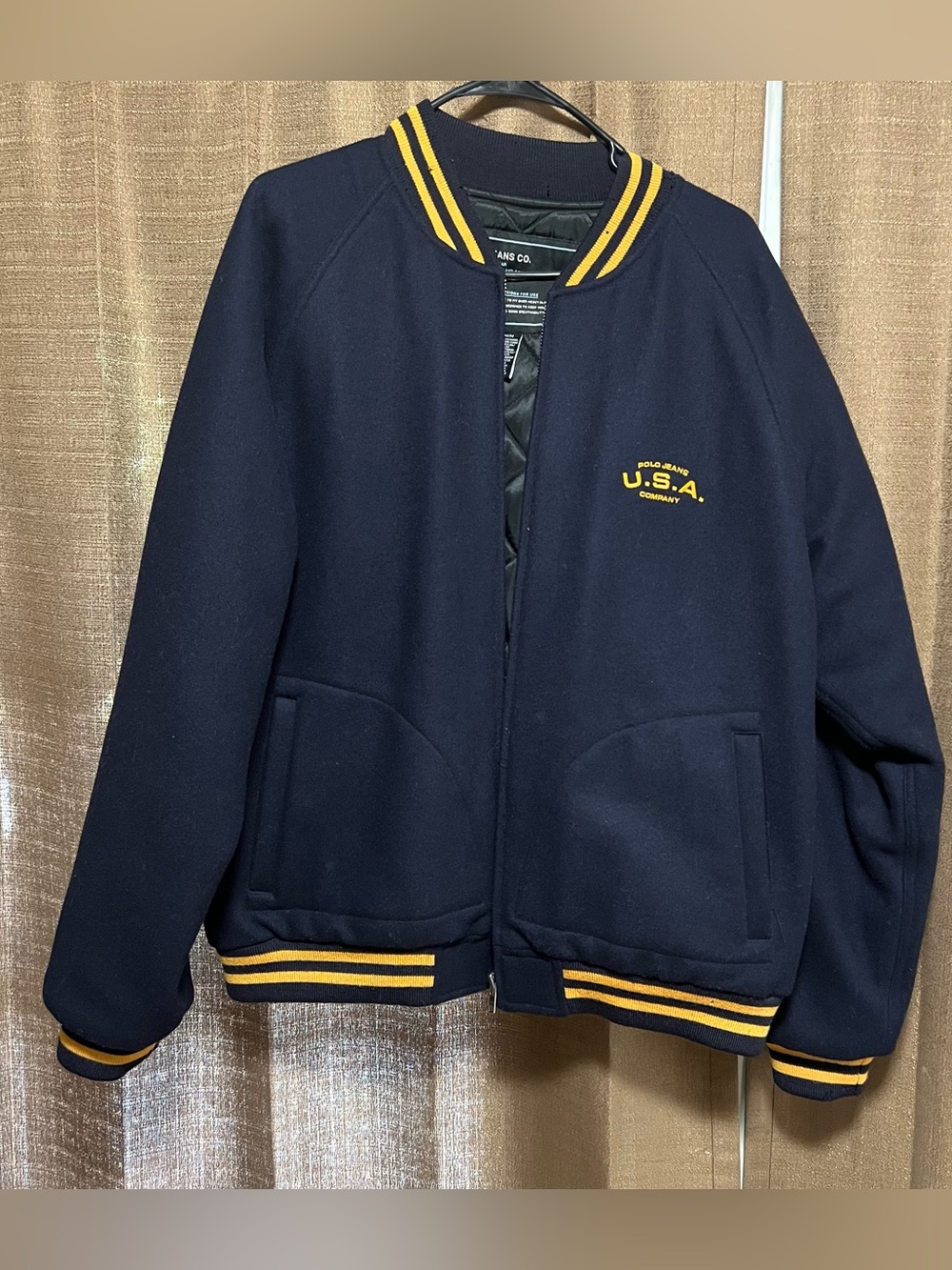 VTG 90s Y2K NWT Polo Jeans Co Ralph Lauren Mens Wool Varsity Bomber Jacket M